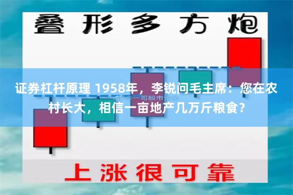 证券杠杆原理 1958年，李锐问毛主席：您在农村长大，相信一亩地产几万斤粮食？