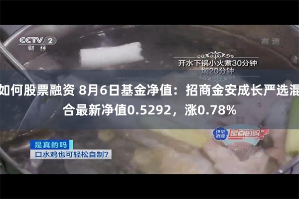 如何股票融资 8月6日基金净值：招商金安成长严选混合最新净值0.5292，涨0.78%