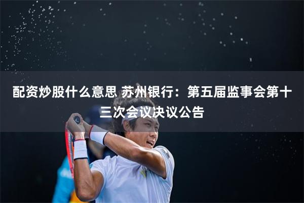 配资炒股什么意思 苏州银行：第五届监事会第十三次会议决议公告